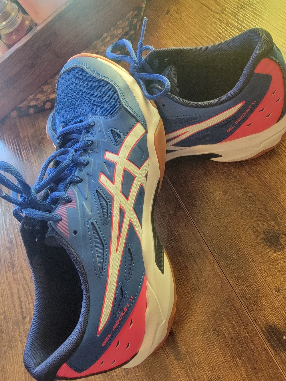 ASICS Blue & Pink Gel Rocket Indoor Court Shoes